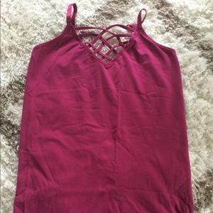 Zenana Triple Criss Cross Caged Long Seamless Cami